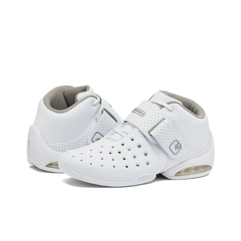 AND1 Chosen One Shock Absorbers With Slip Resistant Features Mid Top Basketball Shoes Men's White-2