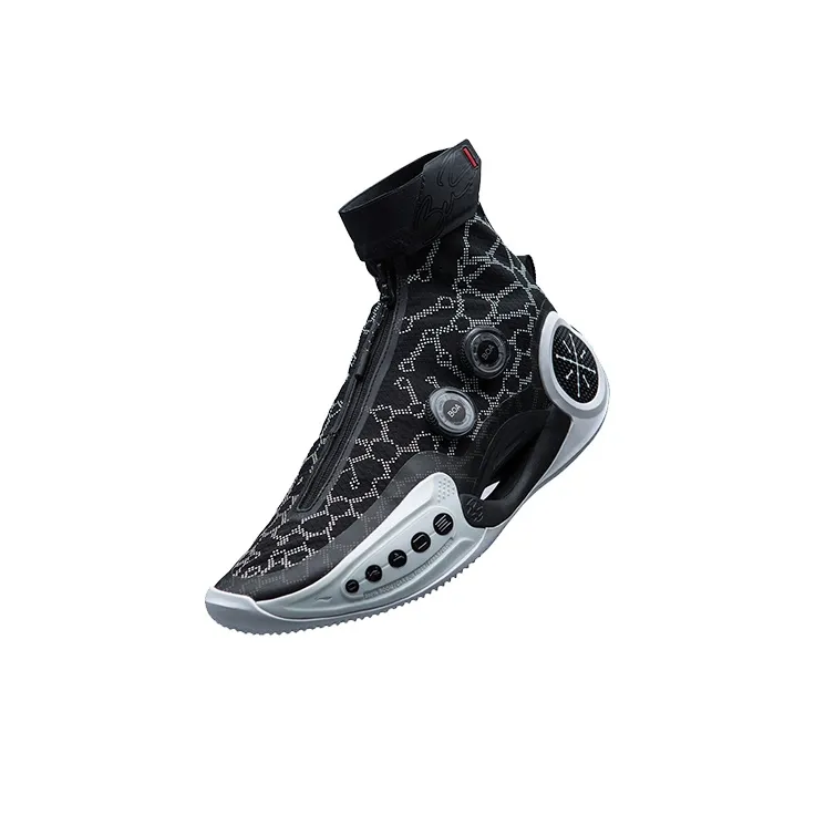 LiNing WOW 9 Wear Resistant Slip Resistant High Top Performance Basketball Shoes Men's Black White-3