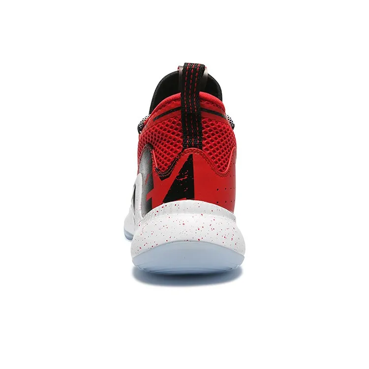 PEAK Basketball Shoes Men Mid Top Black Red-4