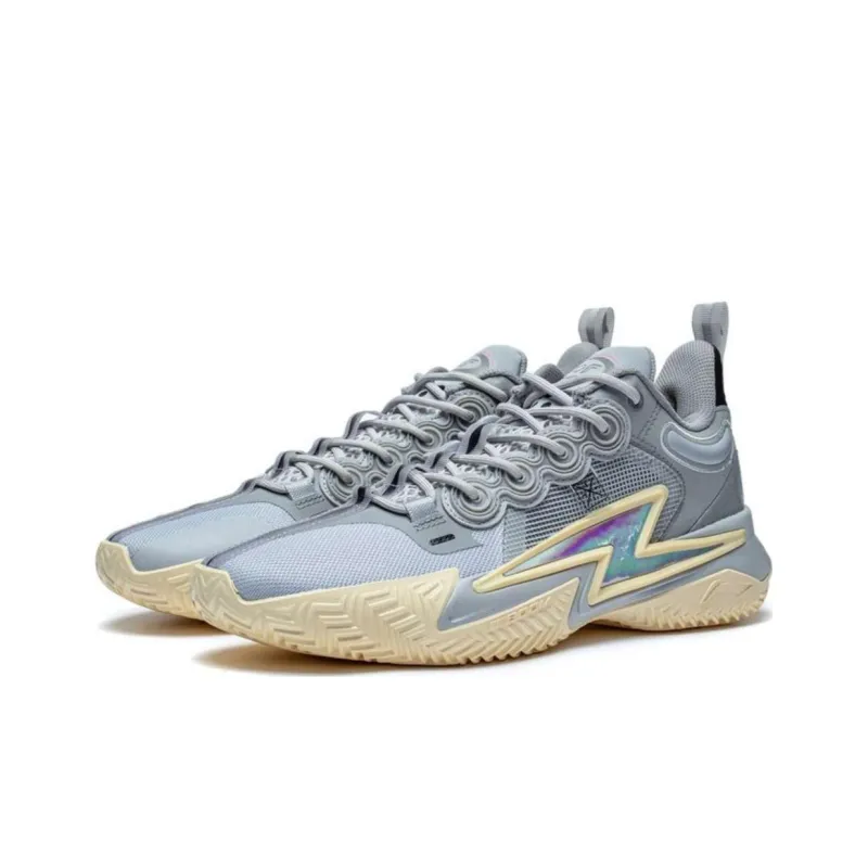 LiNing Son Of Flash Abrasion Resistant Breathable Low Top Basketball Shoes Men's Gray-2