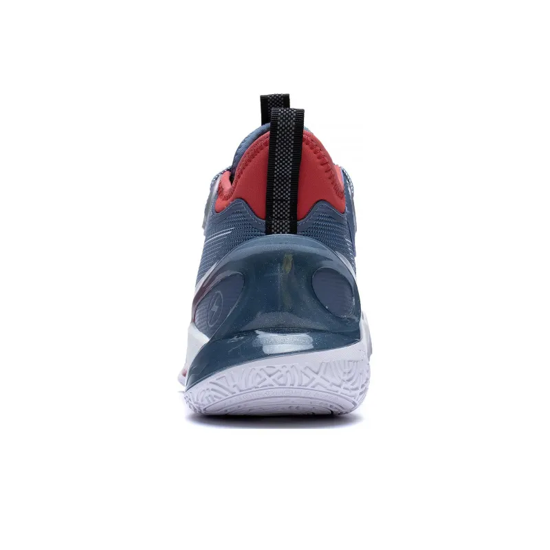 LiNing SONIC 10 Ultra Abrasion Resistant Breathable Mid Top Basketball Shoes Men's Blue White Red-5