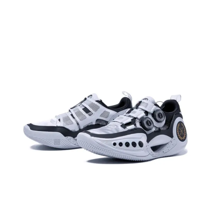 LiNing WOW 9 City Limited Shanghai Cushioning Anti-Slip And Wear-Resistant Low-Top Basketball Shoes Black White-2
