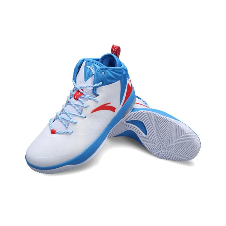 Anta Basketball Collection Cushioning Anti-Slip And Wear-Resistant Mid-Top Basketball Shoes Men's Blue White-2