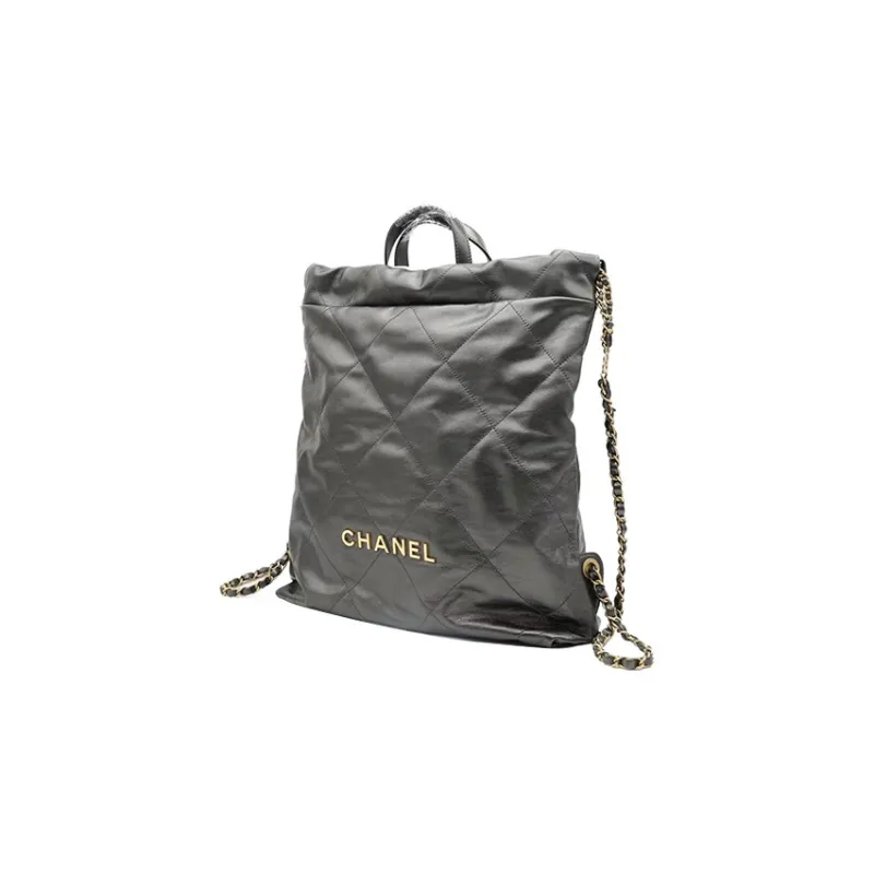 CHANEL 22Bag Calfskin Backpack Tubas Women's Ruthenium Metal/Dark Gray-1