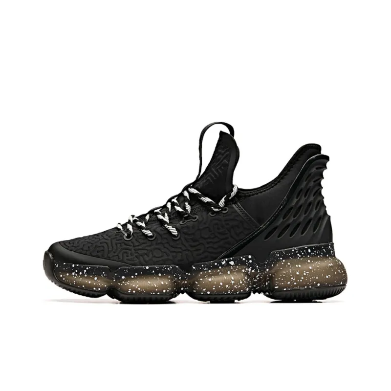 Anta GRAND AIR 2 Anti-Slip Wear-Resistant Low-Top Basketball Shoes Black White-0