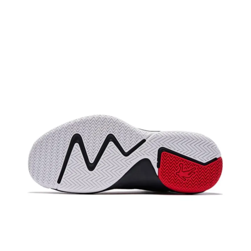 QIAODAN Cushioning Anti Slip And Wear Resistant Mid Top Basketball Shoes Men's White Black Red-3