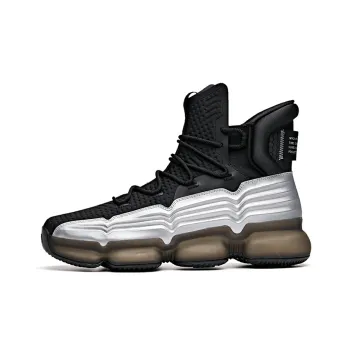 NASA x Anta Cushioning Anti-Slip And Wear-Resistant High-Top Performance Basketball Shoes Black Silver