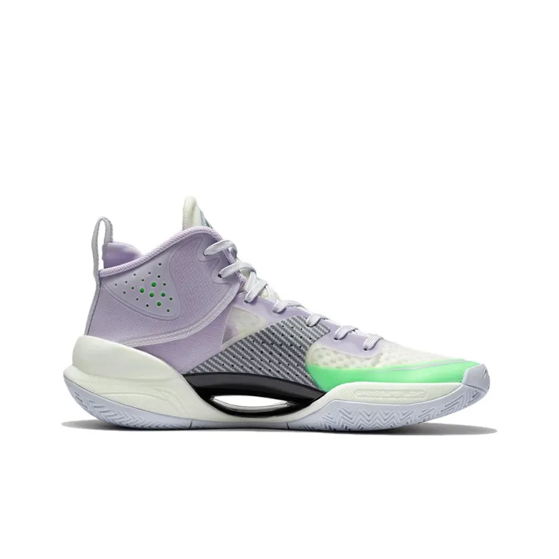 LiNing Cushioning, Slip Resistant, Abrasion Resistant, Breathable, Coverage, Support Mid Top Basketball Shoes Lilac-1