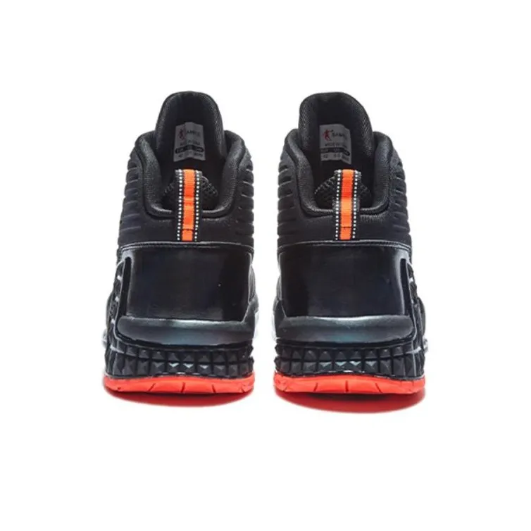 QIAODAN Grinding 1 Basketball Shoes Men High Top Black Orange-4