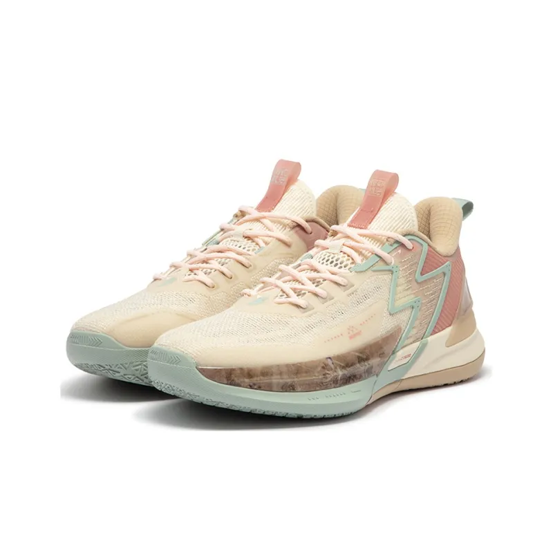 361° Big3 4.0 SWITCH Roselle Anti Slip Wear Resistant Low Top Basketball Shoes Men's Beige-2