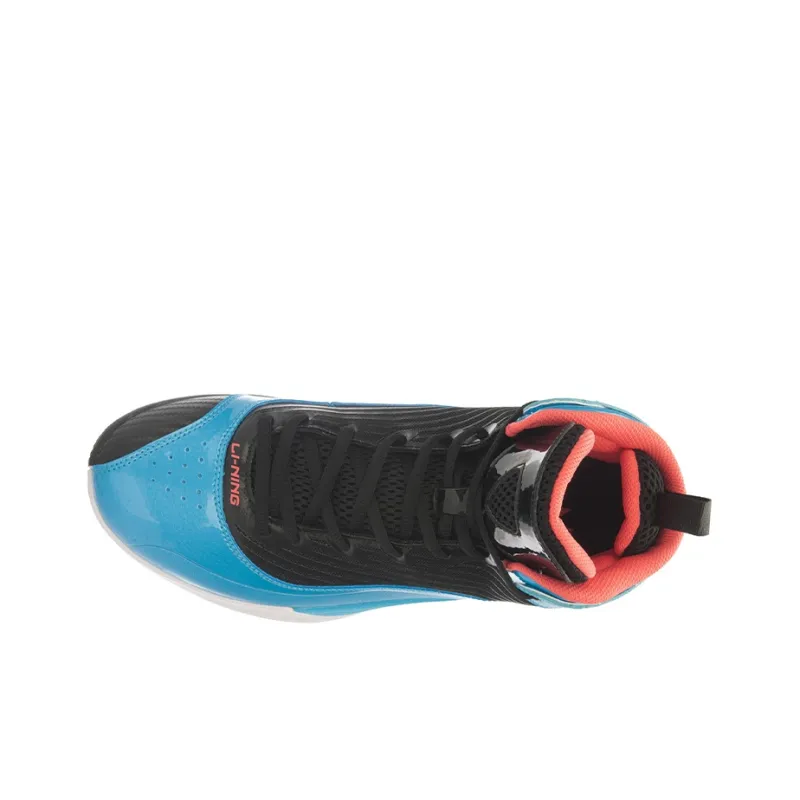 LiNing Killer Whale II Cushioning Coverage Support High-Top Basketball Shoes Unisex Blue Black-2