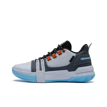 361° Burning War Wear Resistant Slip Resistant Low Top Basketball Shoes Men's White Gray