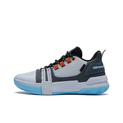 361° Burning War Wear Resistant Slip Resistant Low Top Basketball Shoes Men's White Gray