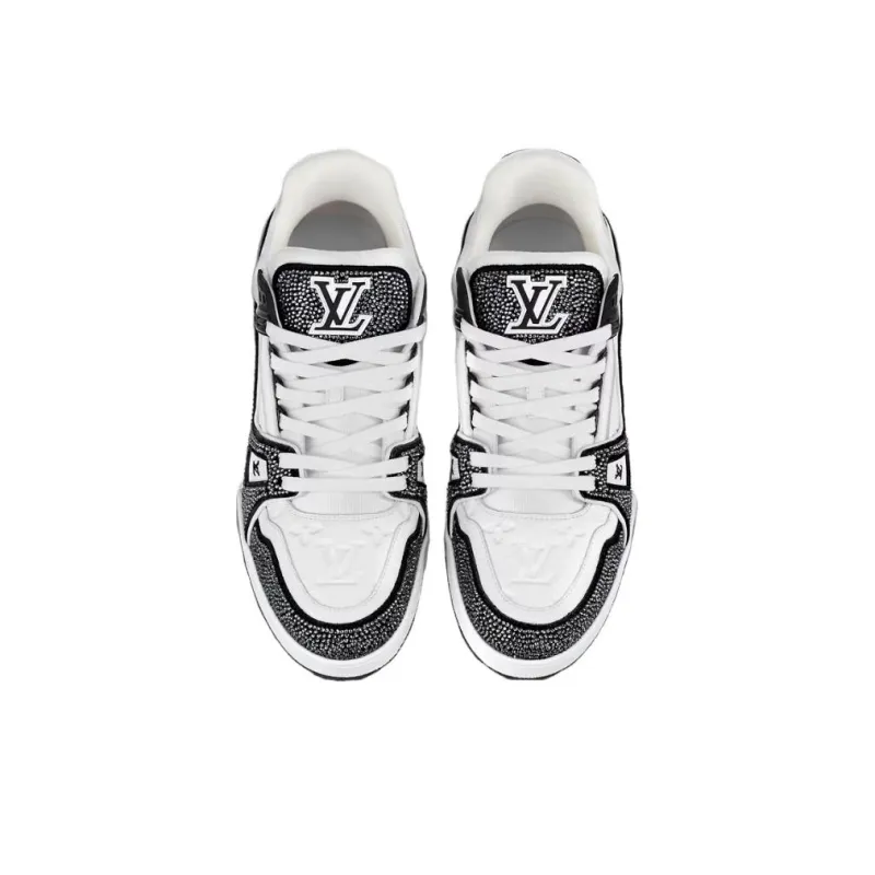 LOUIS VUITTON Lv Trainer Sneakers 'Black White Rhinestones'-2