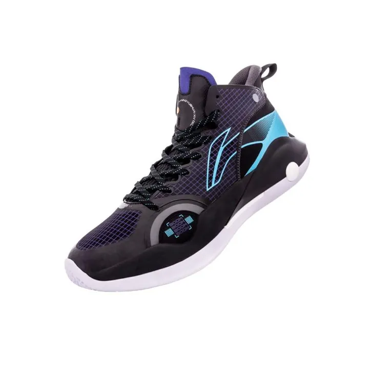 LiNing YuShuai 15 䨻 Cushioning Anti-Slip Wear-Resistant Coverage Support Rebound Mid-Top Basketball Shoes Black Blue-2