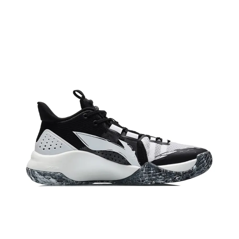 LiNing Combat Low Cushioning Anti-Slip And Wear-Resistant Low-Top Basketball Shoes Black White-1