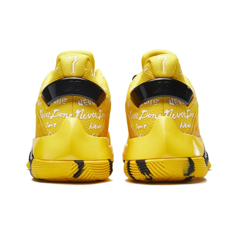 XTEP Levitation 4 Playoff Color Scheme Battle Boots Cushioned Slip Resistant Mid Top Basketball Shoes Men's Yellow-3