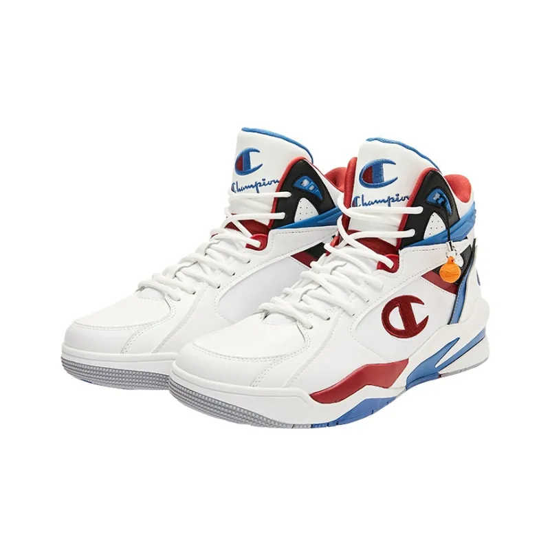 Champion Champ '95Rice High High-Top Basketball Shoes Men's White Blue-2