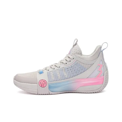 361° Chan 3 MOD Basketball Shoes Men Mid-Top Mist Gray/Bubble Gum Pink