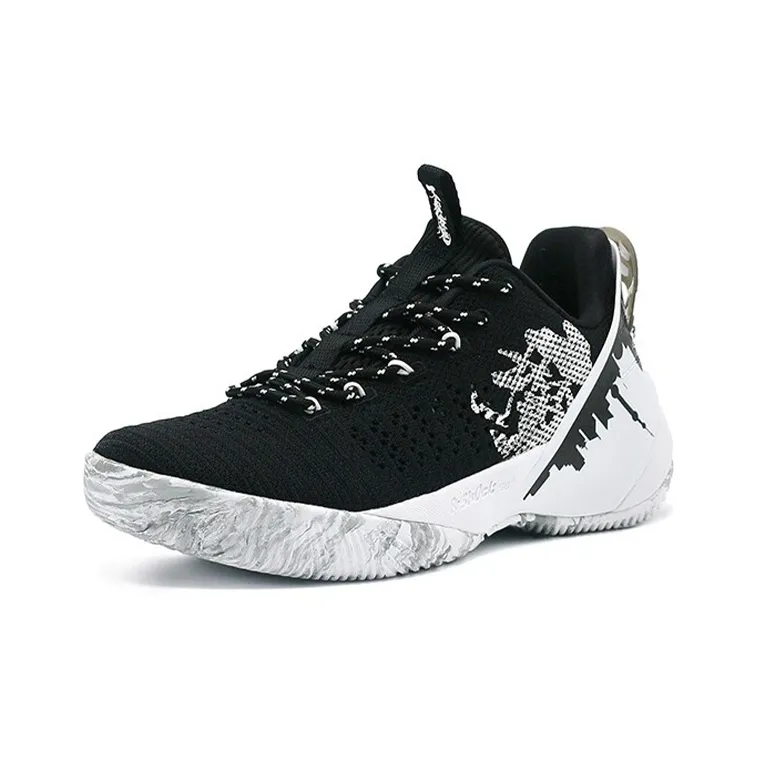 Anta Abrasion Resistant Low Top Performance Basketball Shoes Men's Black White-1