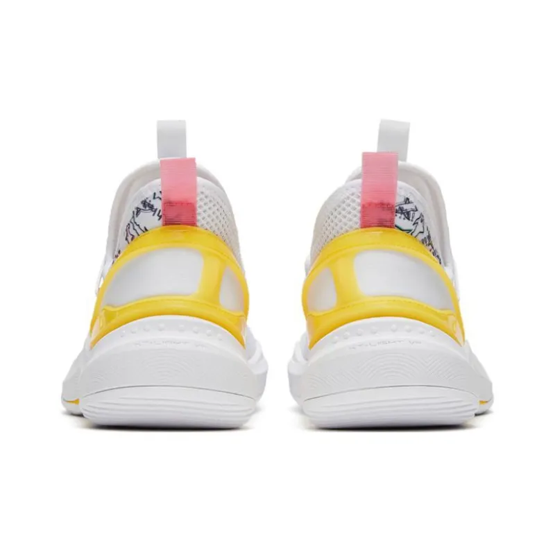 Anta KT Fly Anti Slip Wear Resistant Low Top Basketball Shoes White Yellow-3