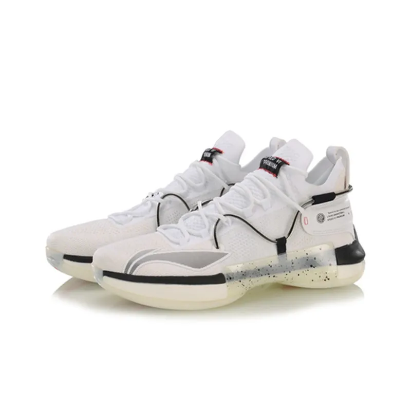 LiNing Speed 6 Anti Slip Wear Resistant Mid Top Basketball Shoes Men's Black White-2
