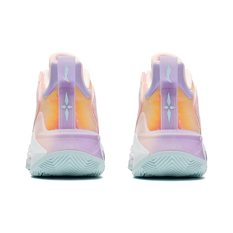 LINING Liren 3 Basketball Shoes Men Mid Top Fluorescent Light Pink/Aqua Blue-3