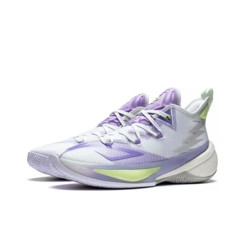 LINING Power 9 Basketball Shoes Men Mid Top Standard White/Lavender-2