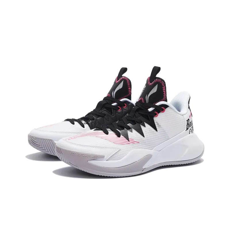 LINING Storm Low Basketball Shoes Men Low Top Standard White/Black-2