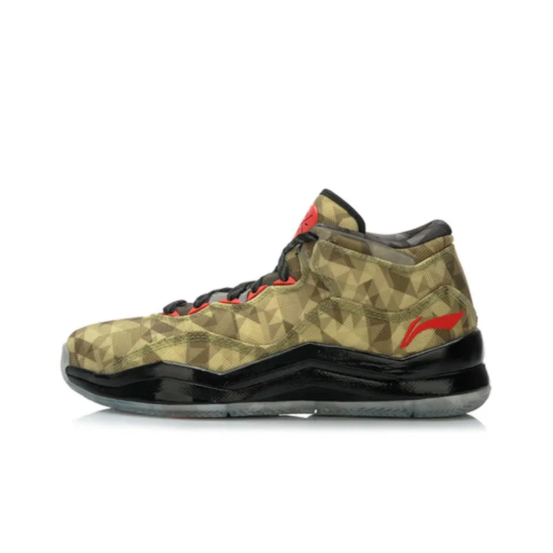 LiNing WOW 3 Cushioning Anti-Slip And Wear-Resistant Mid-Top Basketball Shoes Men's Brown Yellow Black-0