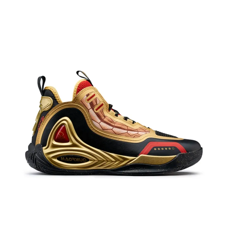 SHENGDOUSHIXINGSHI x 361° Zengo Dohko Cushioning Support Mid Top Basketball Shoes Men's Black Gold-1