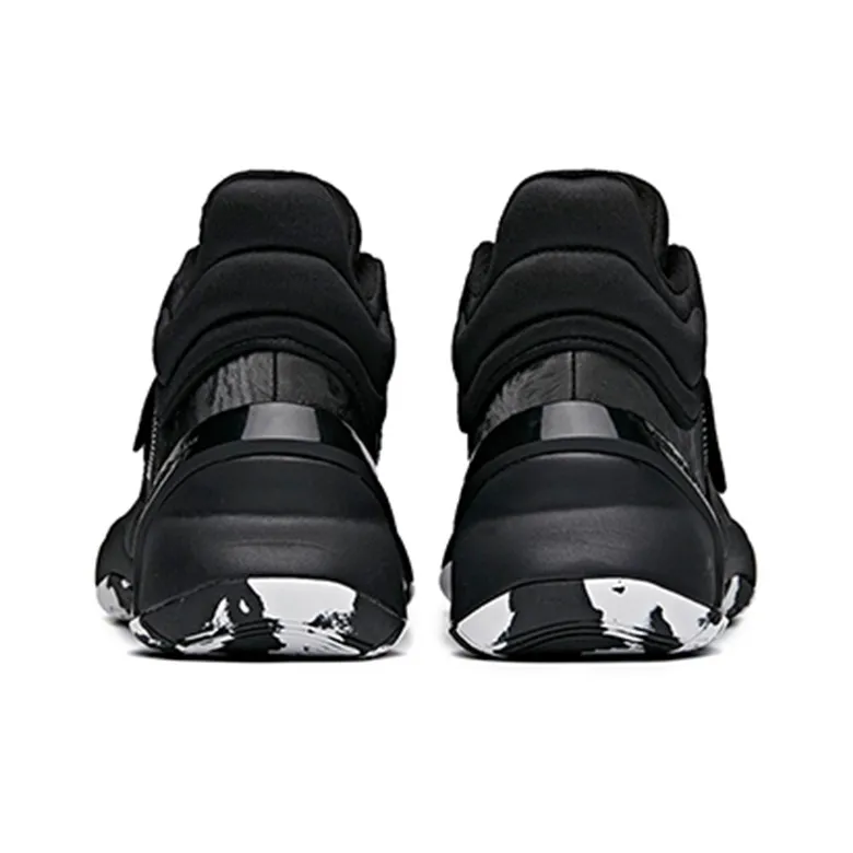 Anta Anti-Slip Wear-Resistant Breathable Lightweight Mid-Top Performance Basketball Shoes Men's Black White-3