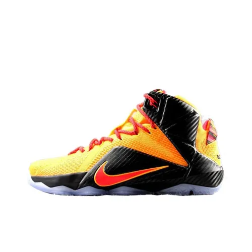 Nike Lebron 12 Basketball Shoes Men Mid-Top Black/Yellow