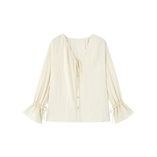 ZHOUMIAO Shirts Women's Coconut Milk Apricot