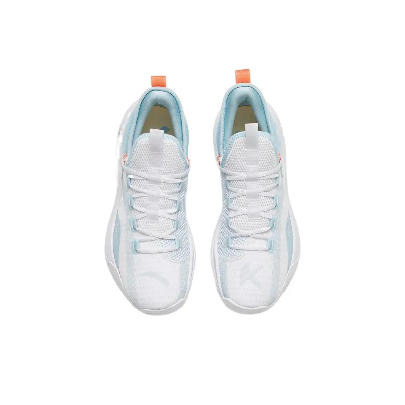 Anta KT Fly Anti Slip Wear Resistant Low Top Basketball Shoes White Blue-2