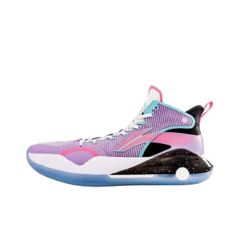 LiNing YuShuai 15 Wear Resistant Slip Resistant Mid Top Performance Basketball Shoes Men's Light Purple