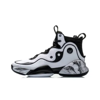 LiNing Qiankun Cushioned Slip Resistant High Top Performance Basketball Shoes Men's Black White