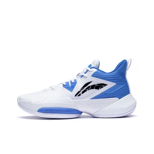 LINING Power Basketball Shoes Men Mid-Top Standard White/Rowing Blue