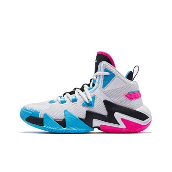 QIAODAN Broken Shadow 2 Cushioning Anti Slip And Wear Resistant High Top Basketball Shoes Men's White Blue