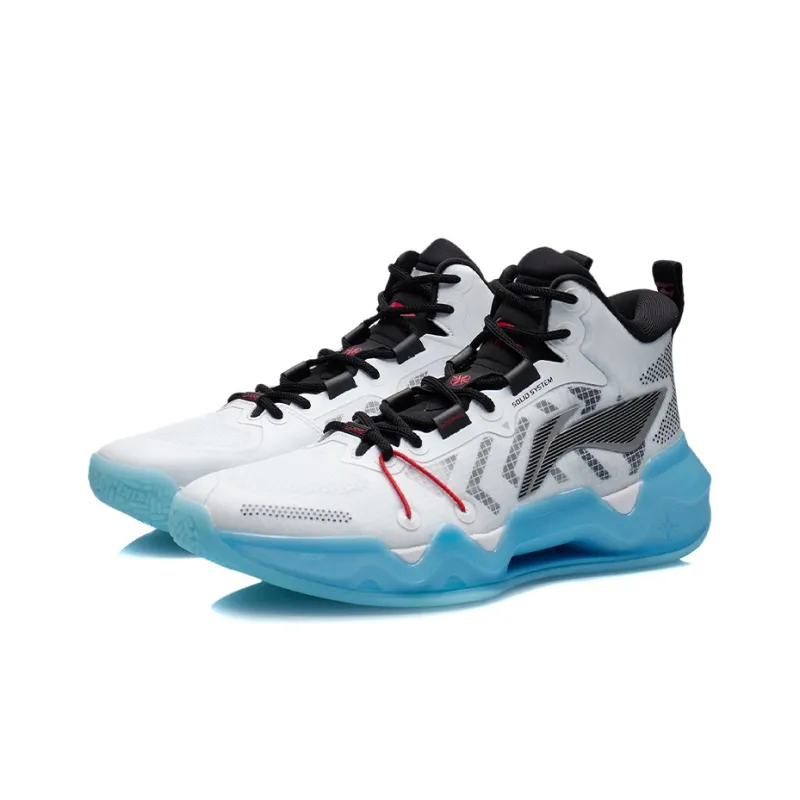 LiNing Liren 2 Cushioning, Slip Resistant, Abrasion Resistant, Coverage, Support Mid Top Basketball Shoes White Black-2