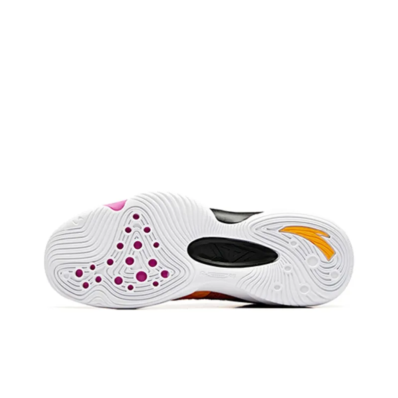 Anta Cushioning, Slip Resistant, And Abrasion Resistant Mid Top Performance Basketball Shoes Men's Orange Yellow-3