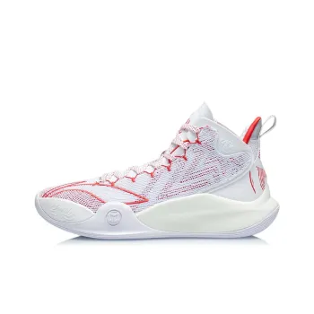 LiNing CJ 1 CJ 1 Wear Resistant Slip Resistant Cushioning Mid Top Performance Basketball Shoes White Red