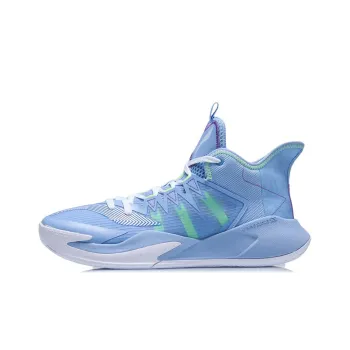 LiNing Storm Cushioning Anti Slip And Wear Resistant Breathable Coverage Support Mid Top Basketball Shoes Men's Blue