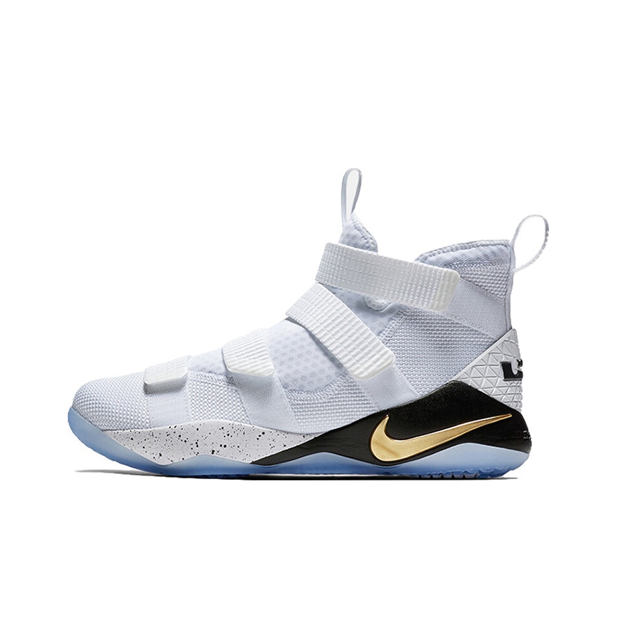 Nike lebron soldier xiii sfg black/white/gold men's basketball shoe best sale