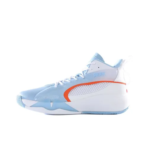 PEAK Basketball Shoes Men High-Top Sky Blue/All White