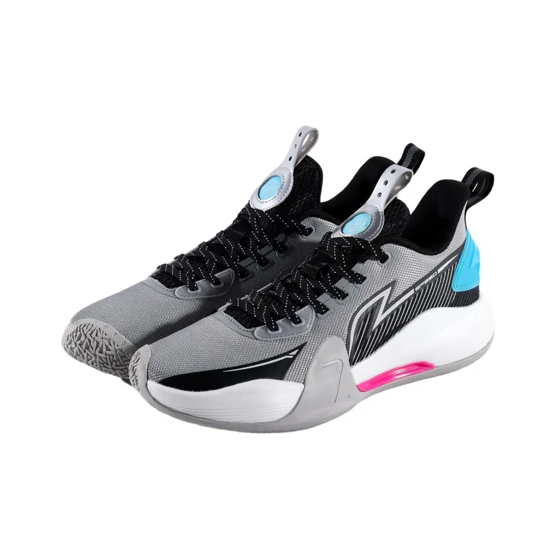 LiNing Speed 7 Cushioning Anti Slip And Wear Resistant Low Top Basketball Shoes Men's Gray Black Blue-1
