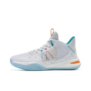 QIAODAN Wind Blade 2nd Generation Cushioning Wear Resistant Mid Top Basketball Shoes Men's White Green