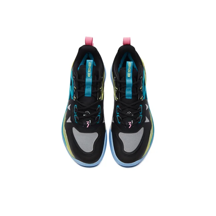 361° Big3 3.0 Basketball Shoes Men Low Top Obsidian Black/Lemon Green-3