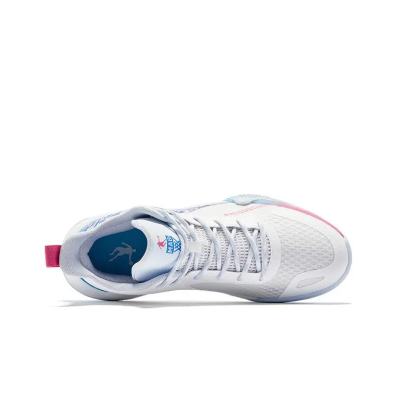 QIAODAN Dawn DYNAMO Technology Breathable And Lightweight Low Top Basketball Shoes Men's White Blue-2