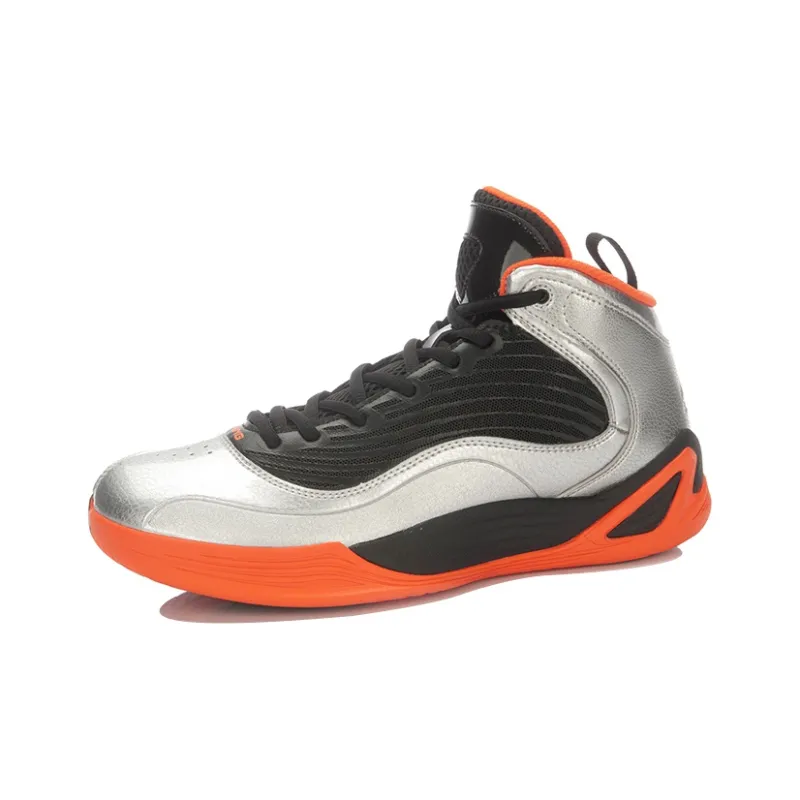 LINING Killer Whale II Basketball Shoes Unisex High-Top Silver/Black/Orange-1
